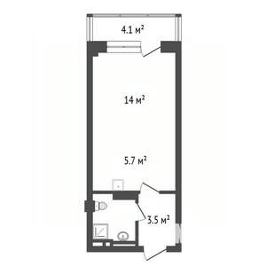 Студия квартира, вторичка, 28м2, 6/19 этаж