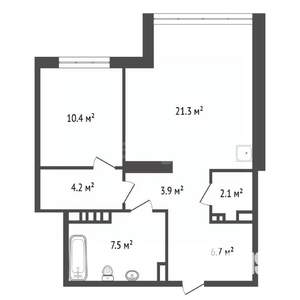 2-к квартира, вторичка, 56м2, 7/23 этаж