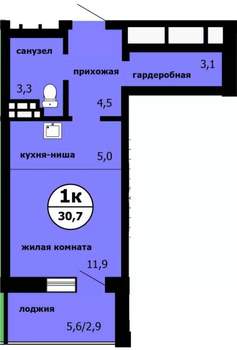 Студия квартира, вторичка, 31м2, 7/9 этаж