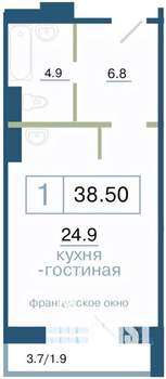 1-к квартира, вторичка, 39м2, 17/17 этаж