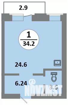 1-к квартира, строящийся дом, 34м2, 13/14 этаж