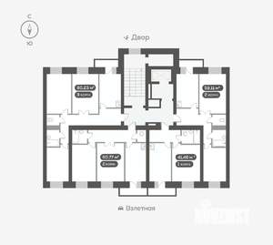 2-к квартира, вторичка, 61м2, 9/16 этаж