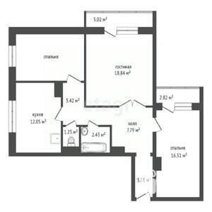 3-к квартира, вторичка, 80м2, 11/16 этаж