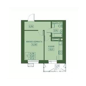 1-к квартира, вторичка, 37м2, 2/23 этаж