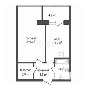 1-к квартира, вторичка, 42м2, 5/19 этаж