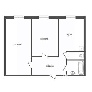 2-к квартира, вторичка, 54м2, 1/5 этаж