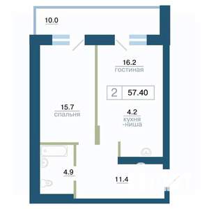 2-к квартира, вторичка, 57м2, 10/24 этаж