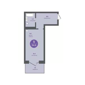 1-к квартира, вторичка, 35м2, 1/24 этаж