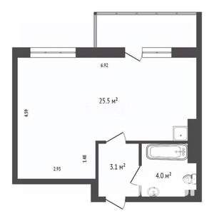 Студия квартира, вторичка, 34м2, 7/17 этаж