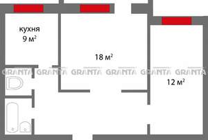2-к квартира, вторичка, 55м2, 2/10 этаж