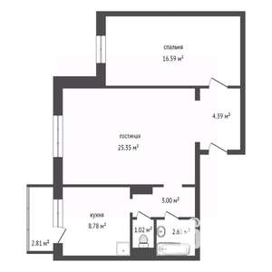 2-к квартира, вторичка, 63м2, 13/17 этаж