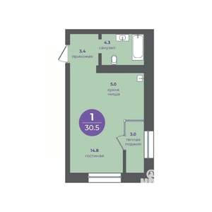 1-к квартира, вторичка, 31м2, 5/24 этаж