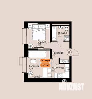 2-к квартира, вторичка, 31м2, 7/17 этаж