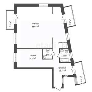 3-к квартира, вторичка, 92м2, 6/6 этаж