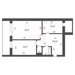 2-к квартира, вторичка, 56м2, 5/5 этаж