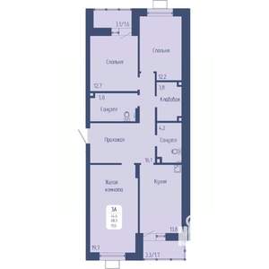 3-к квартира, вторичка, 92м2, 4/12 этаж