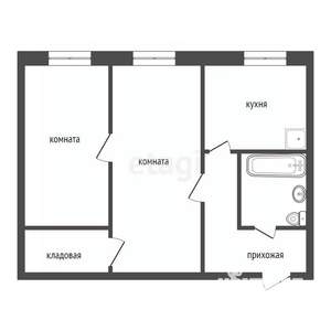 2-к квартира, вторичка, 42м2, 1/5 этаж