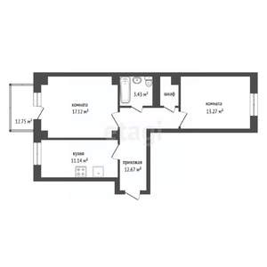 2-к квартира, вторичка, 59м2, 8/9 этаж