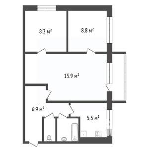 3-к квартира, вторичка, 48м2, 2/5 этаж