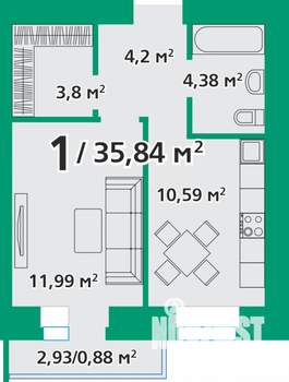 1-к квартира, вторичка, 36м2, 8/8 этаж