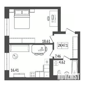 2-к квартира, строящийся дом, 47м2, 15/17 этаж