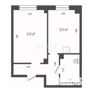 1-к квартира, вторичка, 41м2, 1/20 этаж