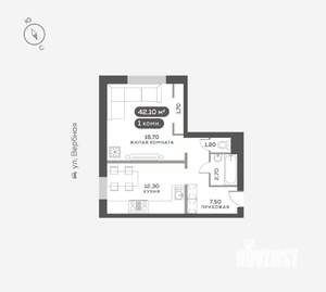 1-к квартира, вторичка, 42м2, 1/17 этаж