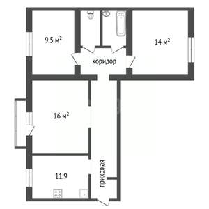 3-к квартира, вторичка, 68м2, 3/10 этаж