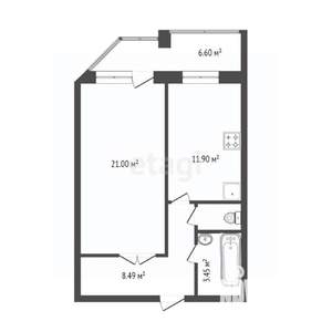 1-к квартира, вторичка, 47м2, 13/16 этаж