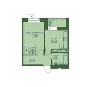 1-к квартира, вторичка, 37м2, 2/23 этаж