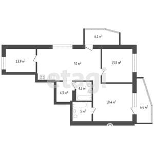 3-к квартира, вторичка, 92м2, 4/25 этаж