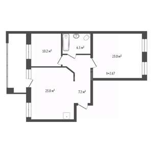 2-к квартира, вторичка, 71м2, 2/10 этаж