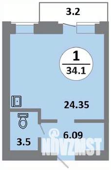 1-к квартира, строящийся дом, 34м2, 13/14 этаж