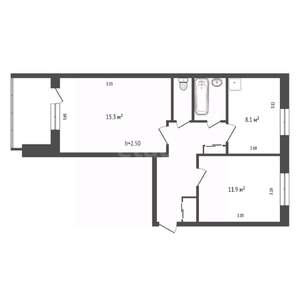 2-к квартира, вторичка, 49м2, 2/5 этаж