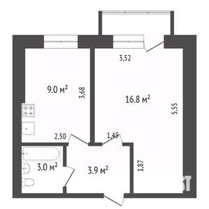 1-к квартира, вторичка, 32м2, 5/9 этаж