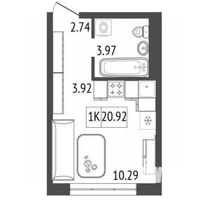 1-к квартира, вторичка, 21м2, 4/17 этаж
