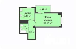 1-к квартира, строящийся дом, 35м2, 16/17 этаж