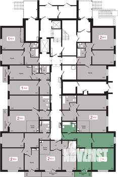 2-к квартира, строящийся дом, 61м2, 11/17 этаж