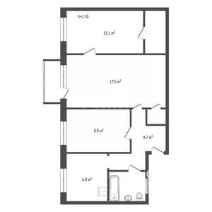 3-к квартира, вторичка, 56м2, 3/5 этаж