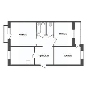 3-к квартира, вторичка, 59м2, 3/5 этаж