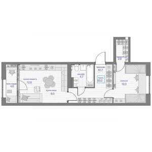 2-к квартира, вторичка, 53м2, 21/24 этаж
