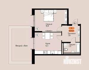 2-к квартира, вторичка, 47м2, 11/17 этаж