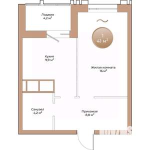 1-к квартира, вторичка, 41м2, 2/24 этаж