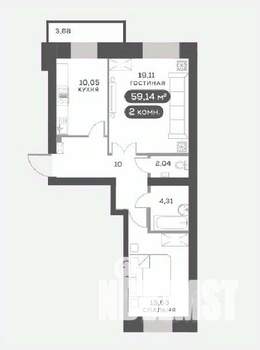 2-к квартира, вторичка, 59м2, 4/15 этаж