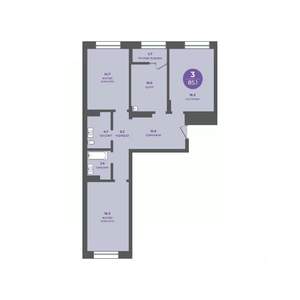 3-к квартира, вторичка, 85м2, 3/24 этаж