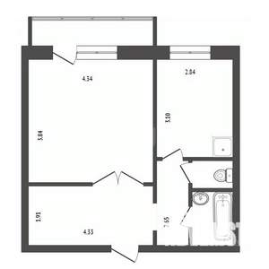 1-к квартира, вторичка, 41м2, 8/10 этаж