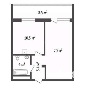 1-к квартира, вторичка, 42м2, 7/20 этаж