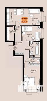 3-к квартира, вторичка, 65м2, 7/17 этаж