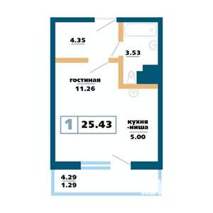 1-к квартира, вторичка, 25м2, 16/17 этаж