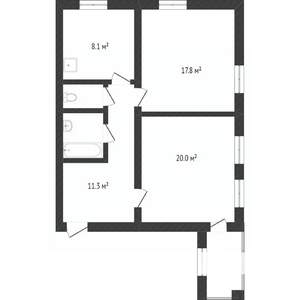 2-к квартира, вторичка, 60м2, 4/4 этаж